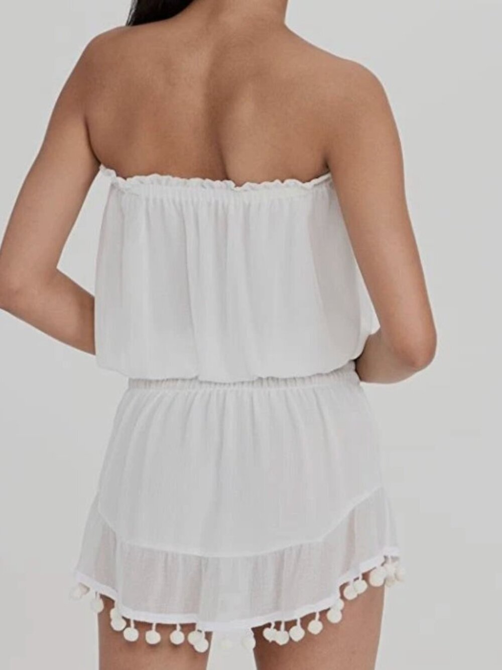 Ramy Brook Women's White Marcie Strapless Pompom Dress Size 2XS - Picture 2 of 3